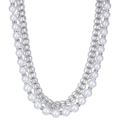 Silver crystal chain and pearl necklace